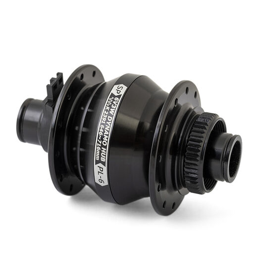 SP PL-6 Power Dynamo Hub Front - 6V-3W - 15x100mm Thru-Axle type. Centrelock Disc. For 26"/700c wheels Black click to zoom image