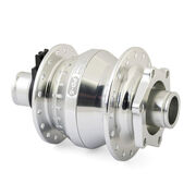 SP PD-6 Power Dynamo Hub Front - 6V-3W - 15x100mm Thru-Axle type. 6-Bolt Disc Mount. For 26"/700c wheels Silver 32H