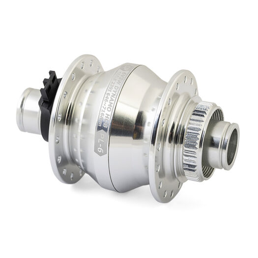 SP PL-6 Power Dynamo Hub Front - 6V-3W - 15x100mm Thru-Axle type. Centrelock Disc. For 26"/700c wheels Silver 32H click to zoom image