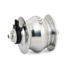 SP SV-8 Small Dynamo Hub Front - 6V-3W - 7.9mm QR (Suit Brompton). 74mm OLD, No Offset, for 20" Wheels 32H 32H Silver  click to zoom image