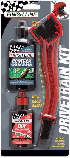 FINISH LINE Starter Kit 1-2-3 - Grunge Brush w/4 oz Degreaser and 2 oz Dry Lube click to zoom image