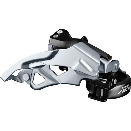 SHIMANO FD-T3000-2 Acera front mech, 9-speed double, top swing, dual pull, multi fit click to zoom image