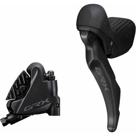SHIMANO ST-RX610 GRX 2-speed STI bled with BR-RX400 flat mount calliper, left rear click to zoom image