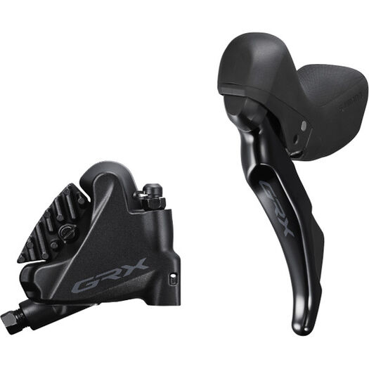 SHIMANO ST-RX400 GRX 2-speed STI bled with BR-RX400 flat mount calliper, left rear click to zoom image