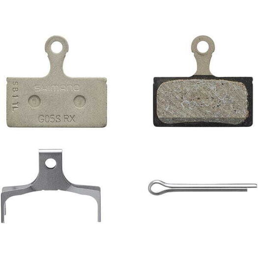 SHIMANO G05S-RX disc pads & spring, steel back, resin click to zoom image