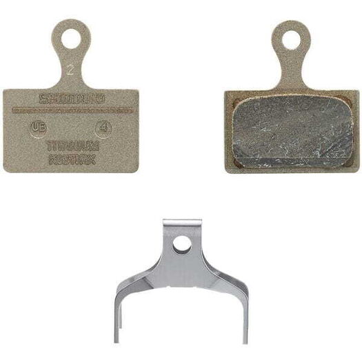 SHIMANO K05TI-RX disc pads & spring, titanium back, resin click to zoom image