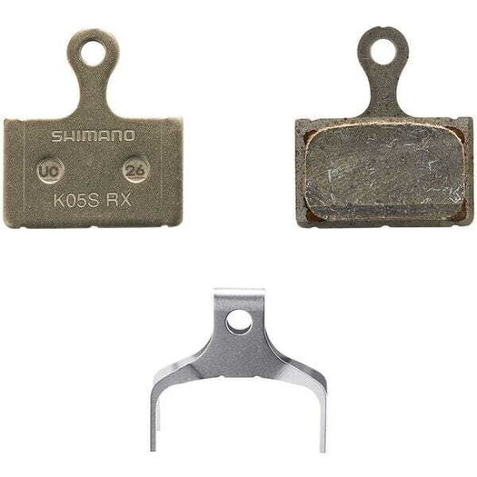 SHIMANO K05S-RX disc pads & spring, steel back, resin click to zoom image