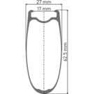 DT SWISS ARC 1100 DICUT wheel, carbon clincher 62 x 17 mm rim, front click to zoom image