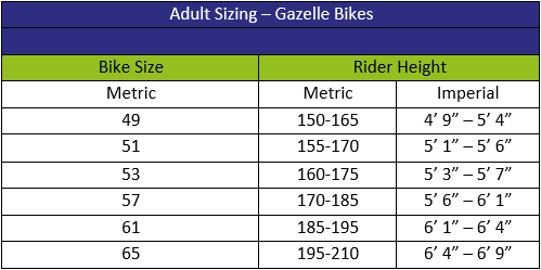 Brompton Bike Size Chart