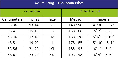 Bike Size Chart